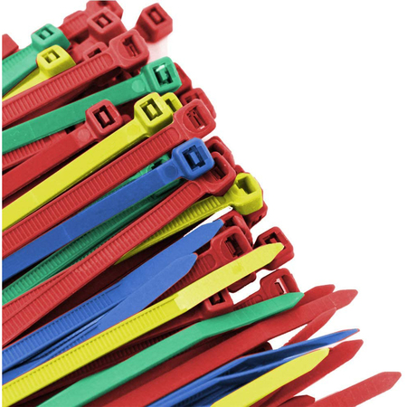 US CABLE TIES Cable Tie, 11 in., 50 lb, Assort. Color, 100PK SD11AC100